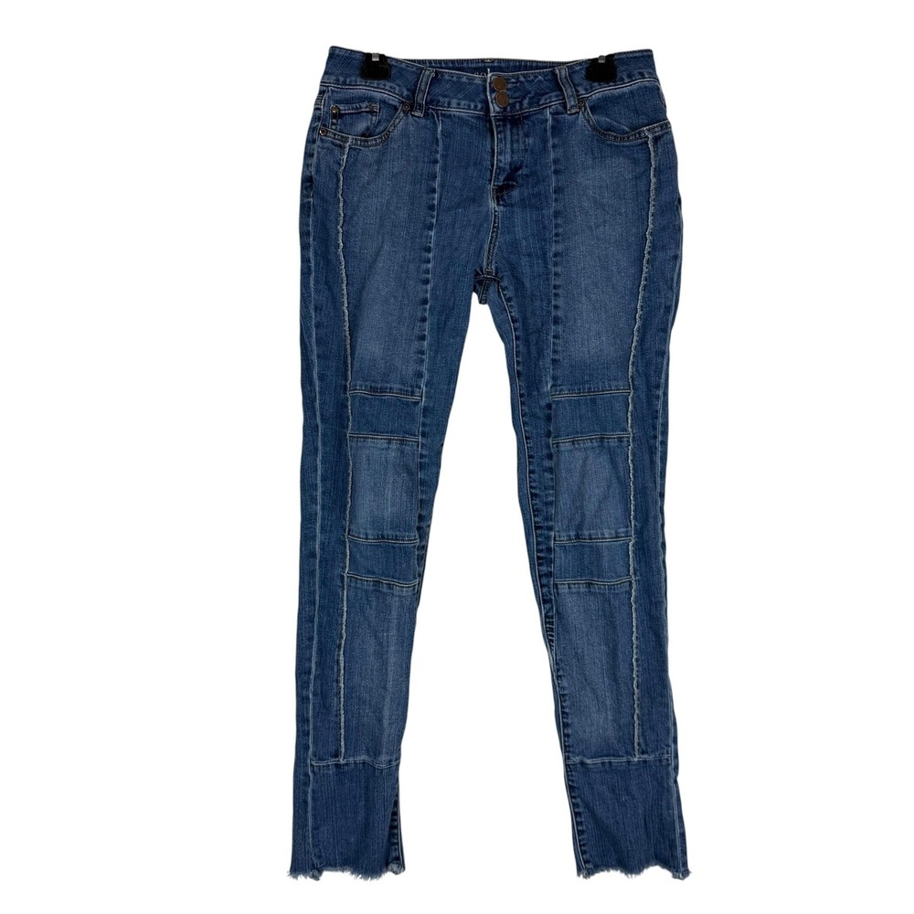 New York & Company Soho Boyfriend Jeans Womens 8 Blue Raw Hem Stretch Denim